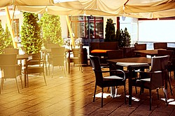 Topaz Restaurant and Bar Summer Terrace at Aquamarine Hotel in Moscow, Russia