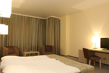 Standard Double Room w/River view at the Aquarium Hotel in Moscow, Russia