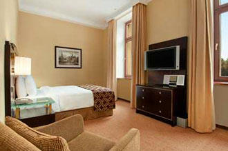 Queen Hilton Deluxe Room at the Hilton Moscow Leningradskaya in Russia