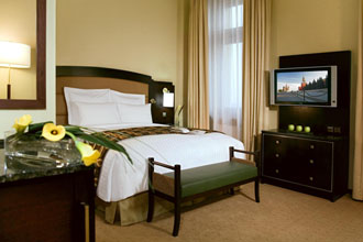 Queen Hilton Guest Room at the Hilton Moscow Leningradskaya in Russia