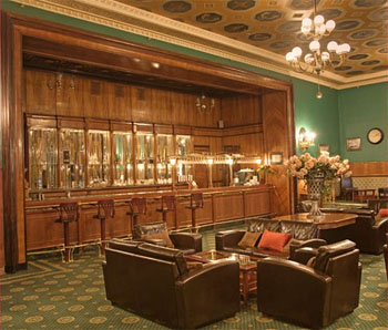 Green Bar at the Historical Hotel Sovietsky in Moscow, Russia