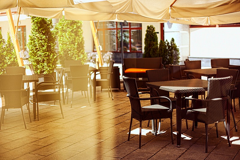 Topaz Restaurant and Bar Summer Terrace at Aquamarine Hotel in Moscow, Russia