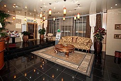 Lobby at Arbat House Hotel in Moscow, Russia