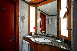 Bath Room in Club Level Superior Rooms at Azimut Moscow Olympic Hotel in Moscow, Russia