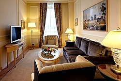 Red Square Suite Livingroom at Baltschug Kempinski Hotel in Moscow, Russia