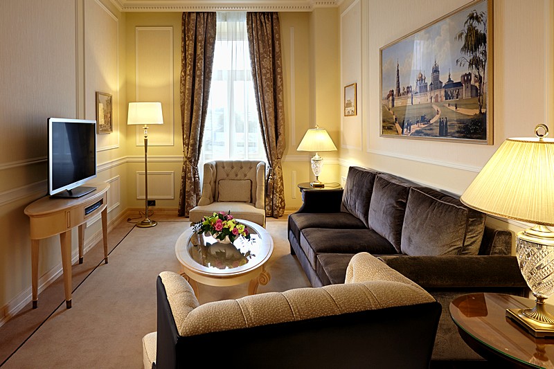 Red Square Suite Livingroom at Baltschug Kempinski Hotel in Moscow, Russia