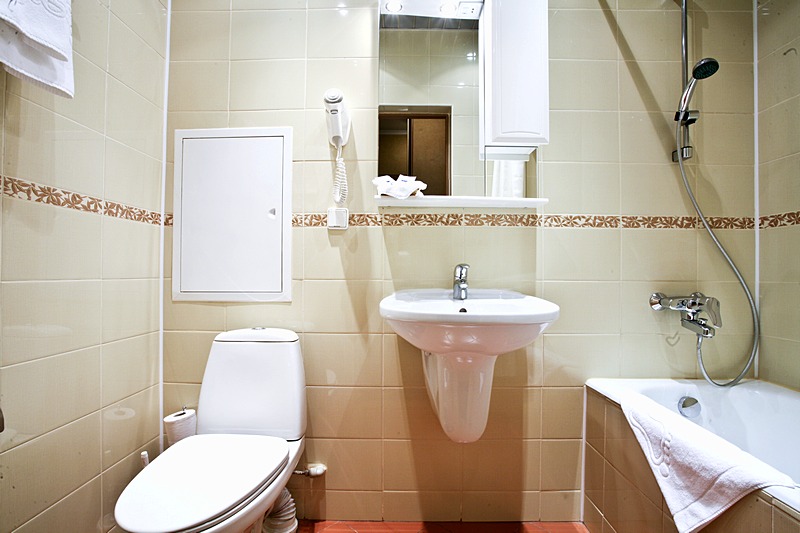 Bathroom at Standard Room  with Hippodrome View at Bega Hotel in Moscow, Russia