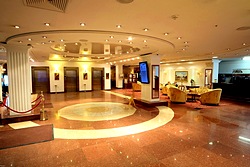 Lobby at Borodino Hotel in Moscow, Russia