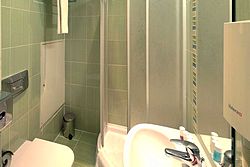 Bathroom at Economy Single Room at Borodino Hotel in Moscow, Russia