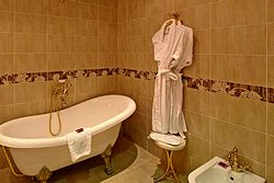 Bathroom at Presidential Apartment at Borodino Hotel in Moscow, Russia