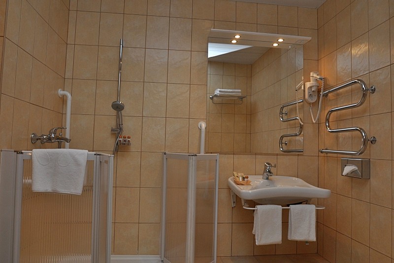 Bath room in Twin Room for Guests with Limited Mobility at D' Hotel in Moscow, Russia