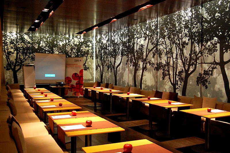 Apple Restaurant Set for Conference Event at Golden Apple Hotel in Moscow, Russia