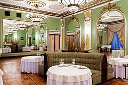 Mirror Hall at Yar Restaurant at Historical Hotel Sovietsky in Moscow, Russia