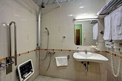 Bathroom for disabled guests at Business Room at Izmailovo Alfa Hotel in Moscow, Russia