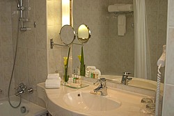 Bathroom at Deluxe Room at Marriott Grand Hotel in Moscow, Russia