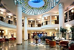 Lobby at Marriott Royal Aurora Hotel in Moscow, Russia