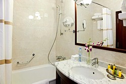 Bath Room in Deluxe Room at Marriott Tverskaya Hotel in Moscow, Russia
