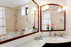 Bath Room at Corner Suite at Marriott Tverskaya Hotel in Moscow, Russia