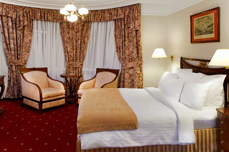 Presidential Suite Bed Room at Marriott Tverskaya Hotel in Moscow, Russia