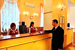 Reception at Maxima Zarya Hotel in Moscow, Russia