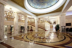 Lobby at Radisson Royal Hotel in Moscow, Russia
