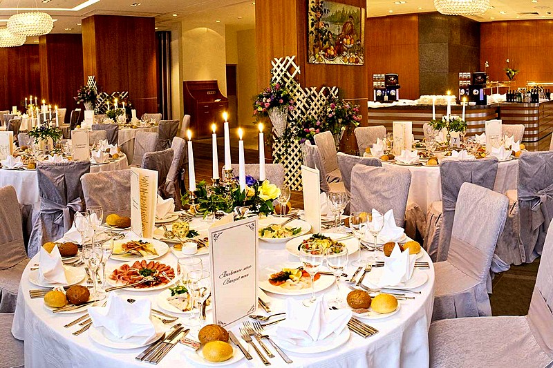Banquet at Vladimir Restaurant at Sheraton Palace Hotel in Moscow, Russia