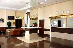 Lobby at Slavyanka Hotel in Moscow, Russia